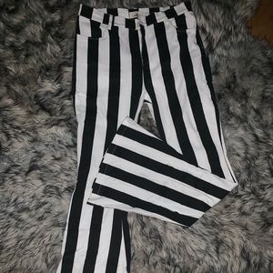 Black and White Striped Bell Bottoms